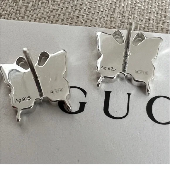 GUCCI TRADEMARK Sterling silver butterflies 🦋 earrings - Picture 11 of 15
